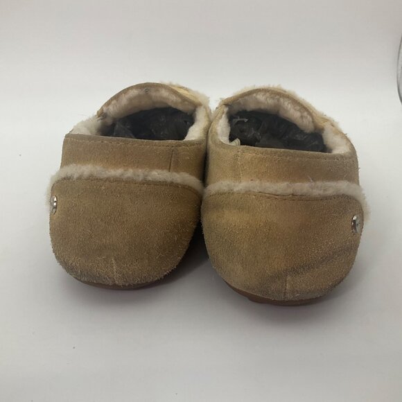 UGG Womens 10 Hailey Cream Tan Suede Shearling Flats Moccasin Slippers - Picture 4 of 14
